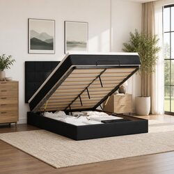 Luxurious Double Ottoman Bed with Storage & LED Lights