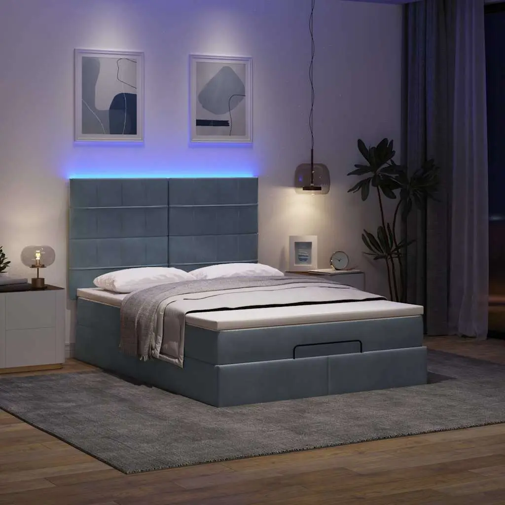 Ottoman Bed with Pocket Spring Mattress and LED Lights