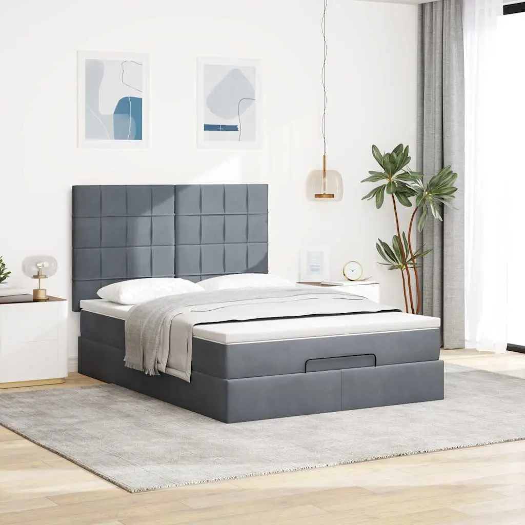 Ottoman Bed with Pocket Spring Mattress and LED Lights