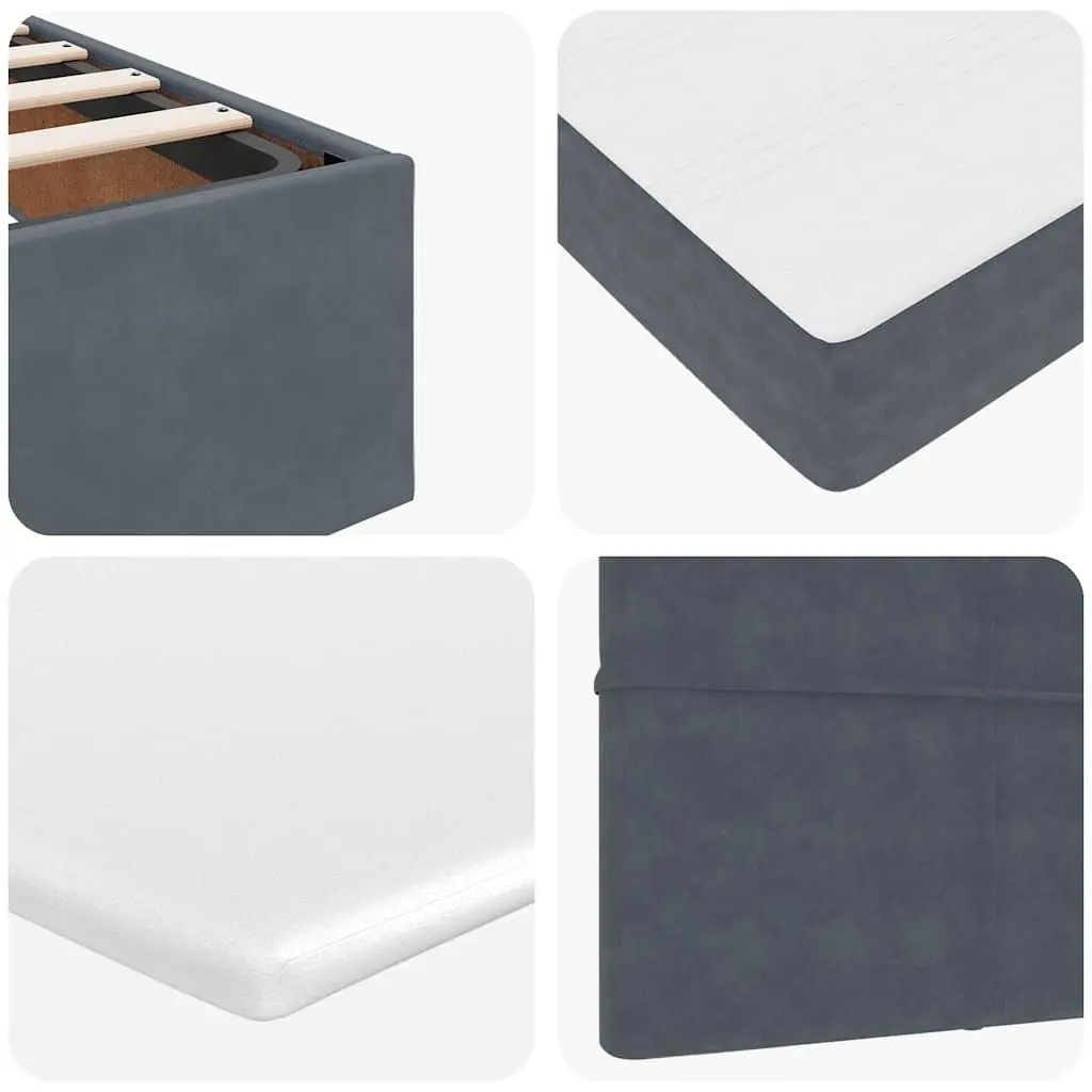Ottoman Storage Bed Velvet King Single Grey with Pocket Spring Mattresses LED