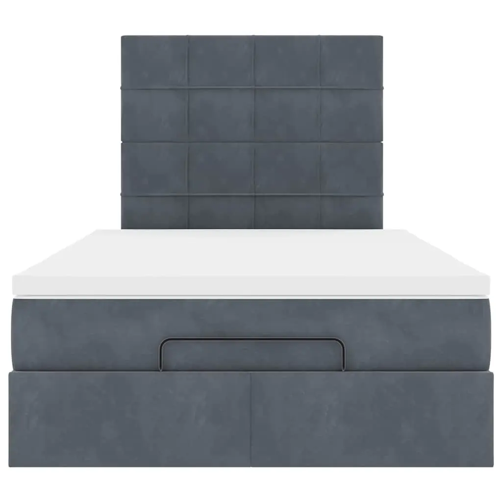 Ottoman Storage Bed Velvet King Single Grey with Pocket Spring Mattresses LED