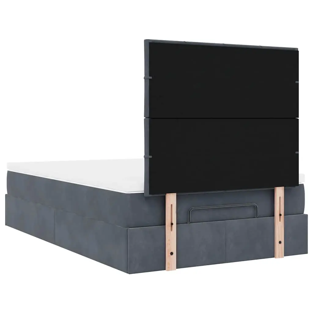 Ottoman Storage Bed Velvet King Single Grey with Pocket Spring Mattresses LED