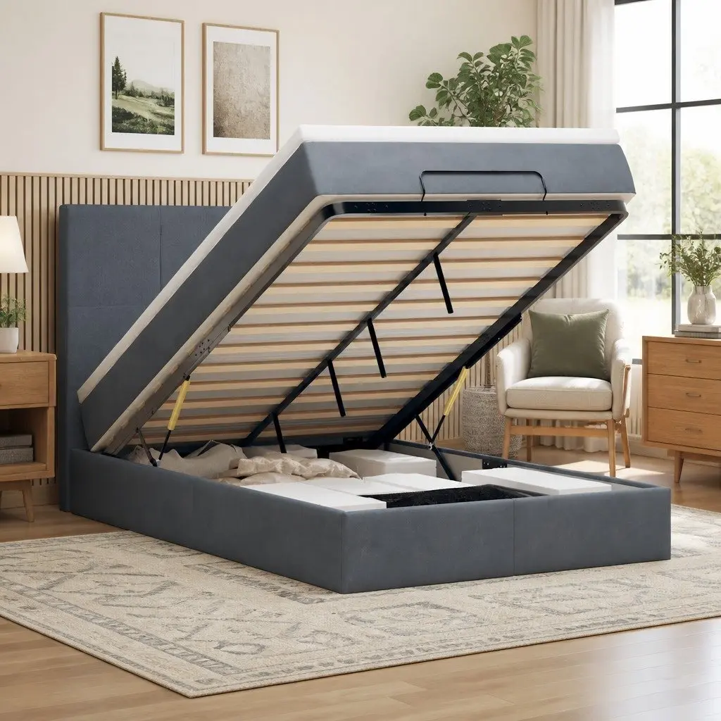 King Single Ottoman Bed with Pocket Spring Mattresses