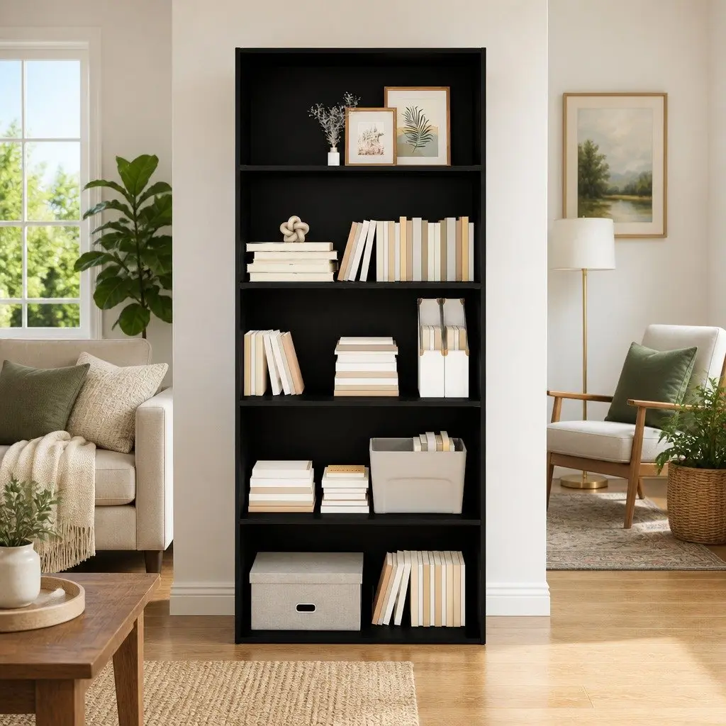 Book Cabinet Engineered Wood 80x30x189cm Black