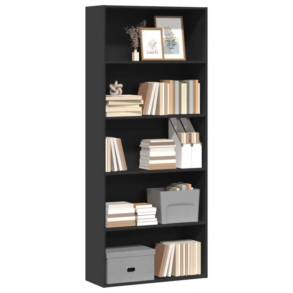 Book Cabinet Engineered Wood 80x30x189cm Black