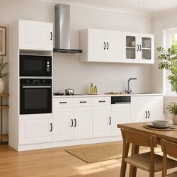 7 Piece Kitchen Cabinet Set White Storage Engineered Wood Adjustable Feet