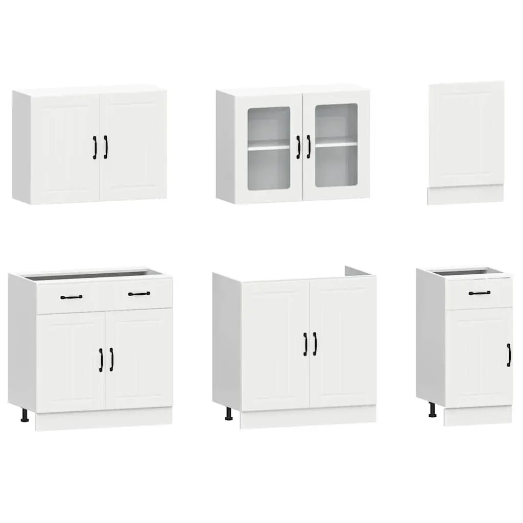 7 Piece Kitchen Cabinet Set in White