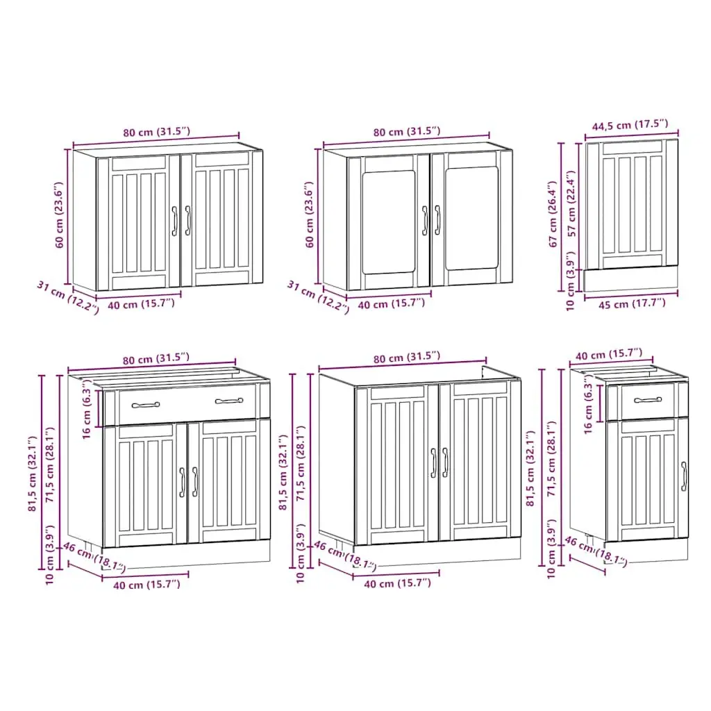 7 Piece Kitchen Cabinet Set in White