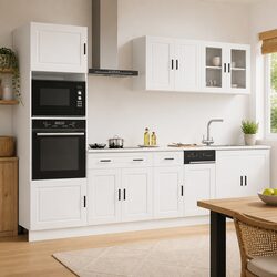 7 Piece Kitchen Cabinet Set White Storage Furniture Engineered Wood Adjustable