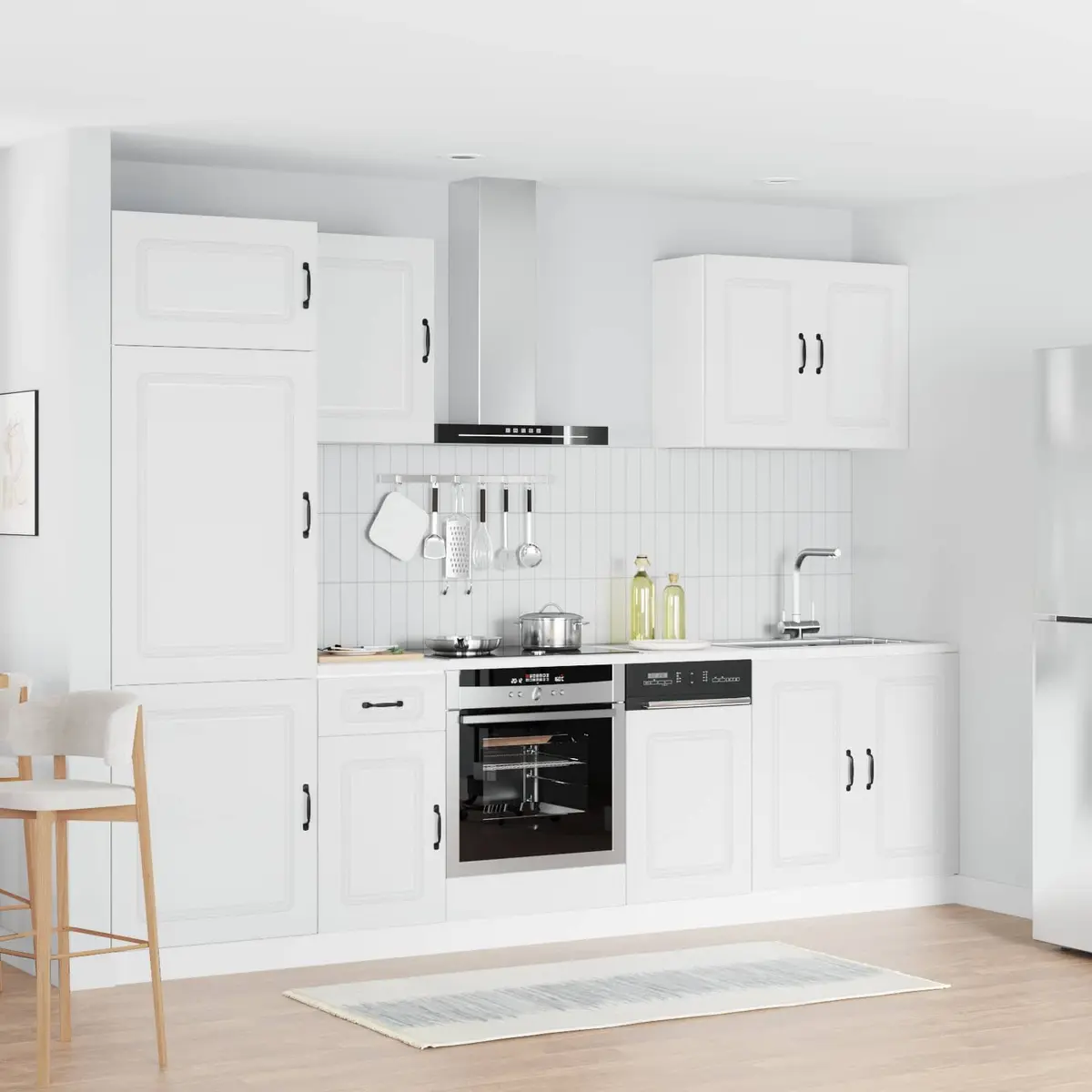 7 Piece White Kitchen Cabinet Set