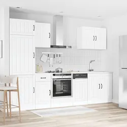 Durable 7 Piece White Kitchen Cabinet Set for Storage