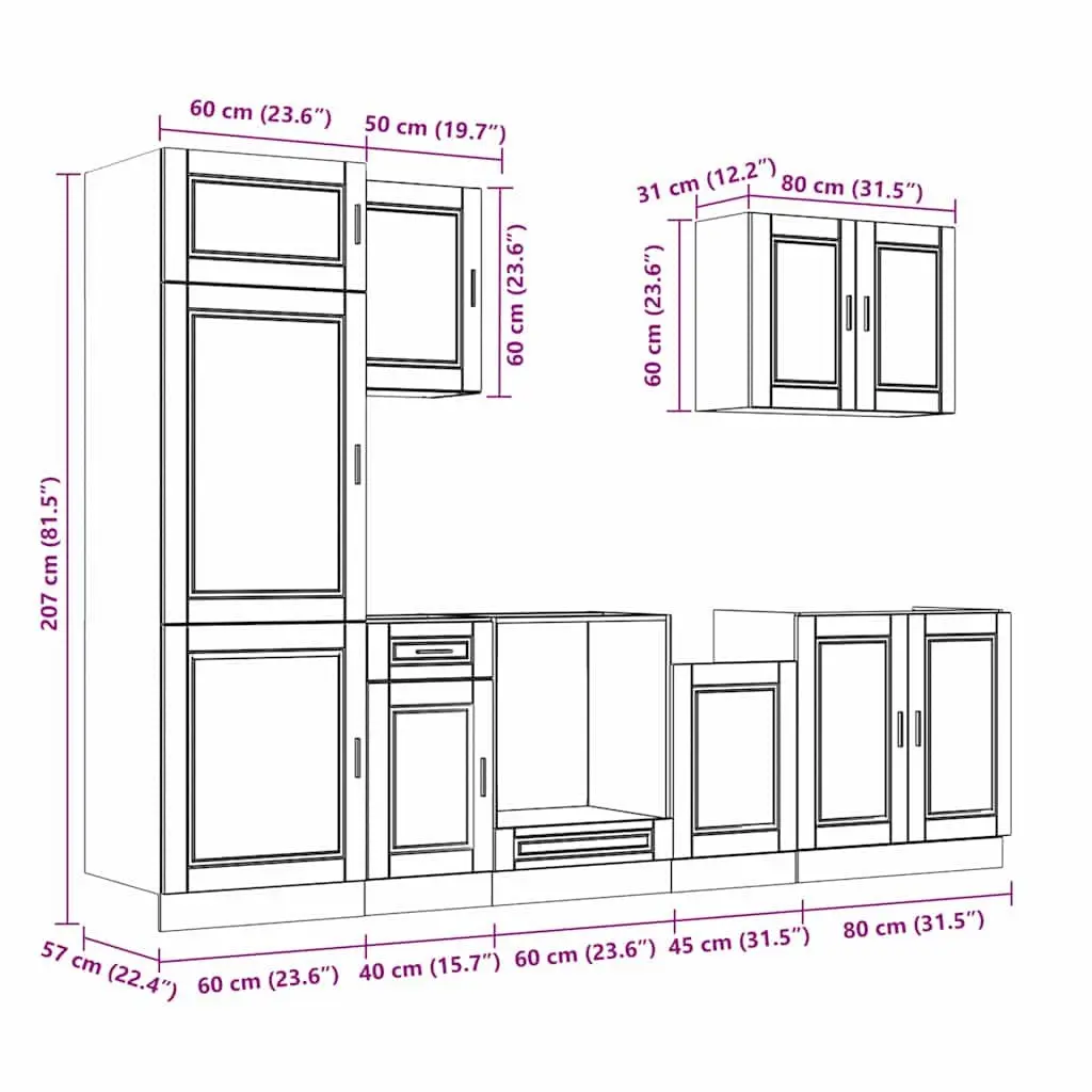 7-Piece Kitchen Cabinet Set in White