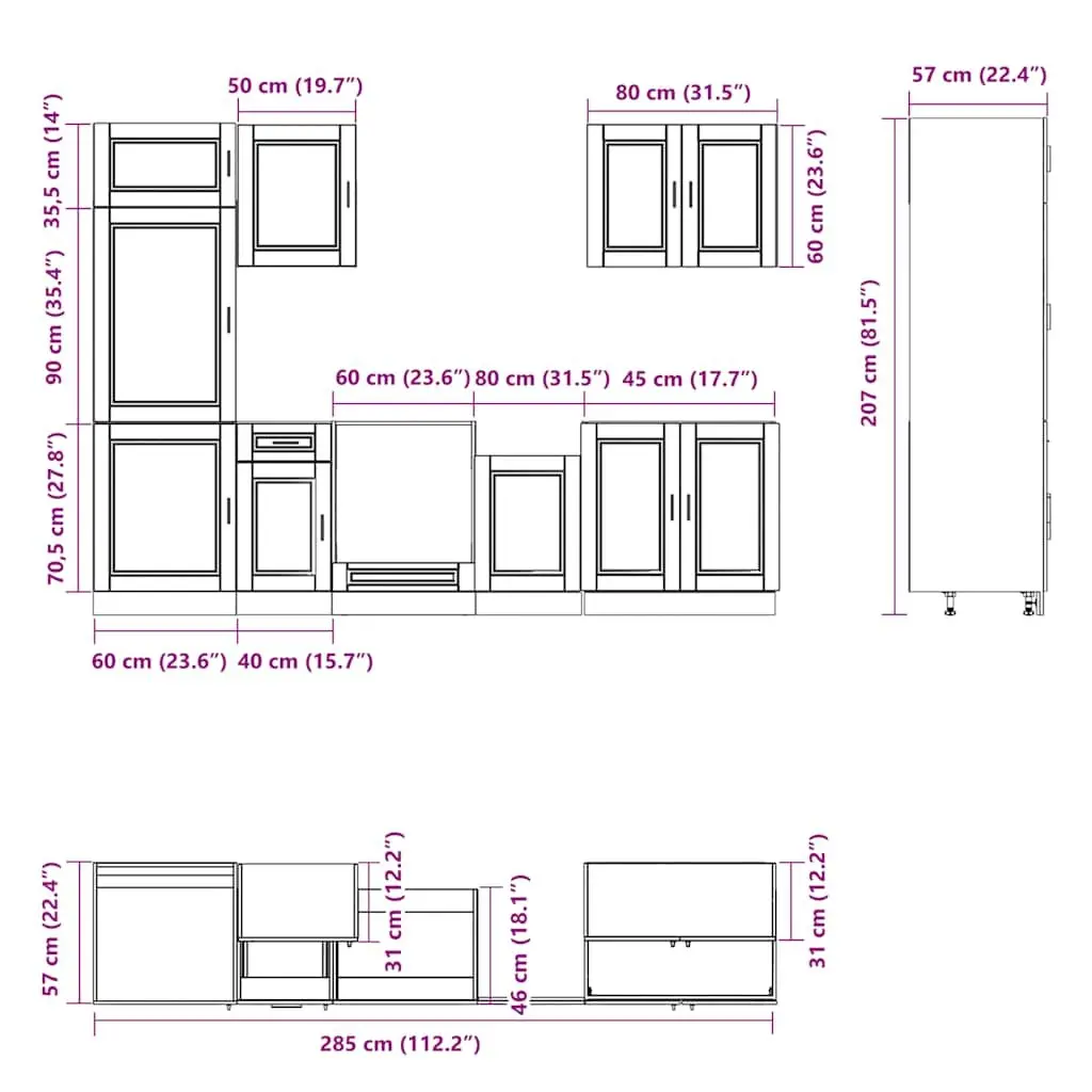 7-Piece Kitchen Cabinet Set in White