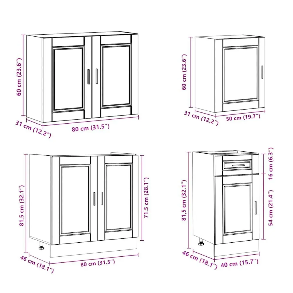 7-Piece Kitchen Cabinet Set in White