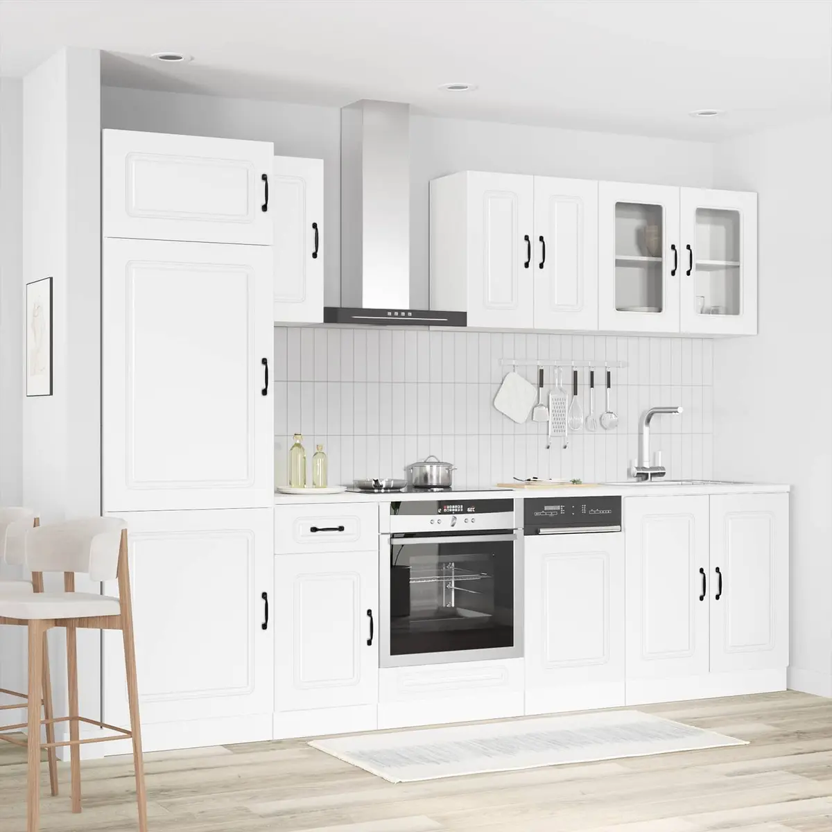 8 Piece Kitchen Cabinet Set in White