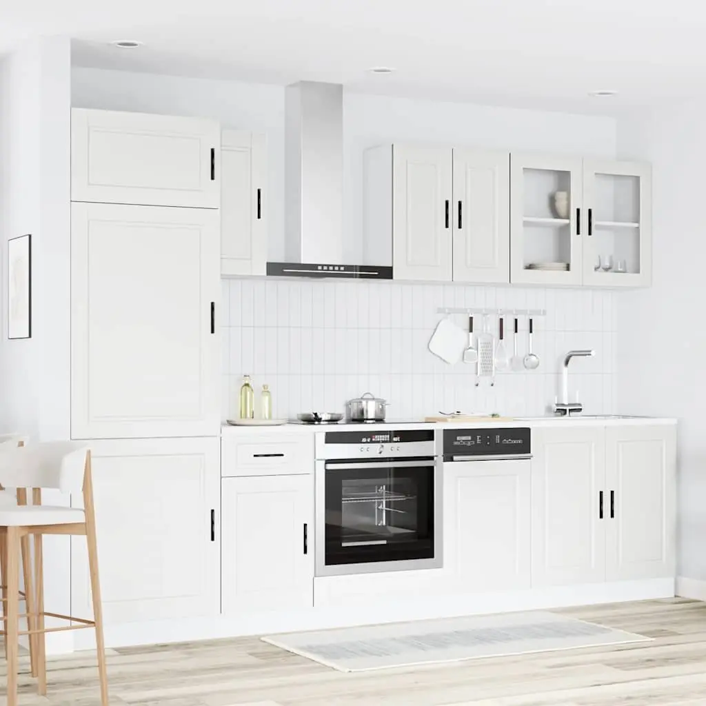 Kitchen Cabinet Set Engineered Wood 8 Piece White
