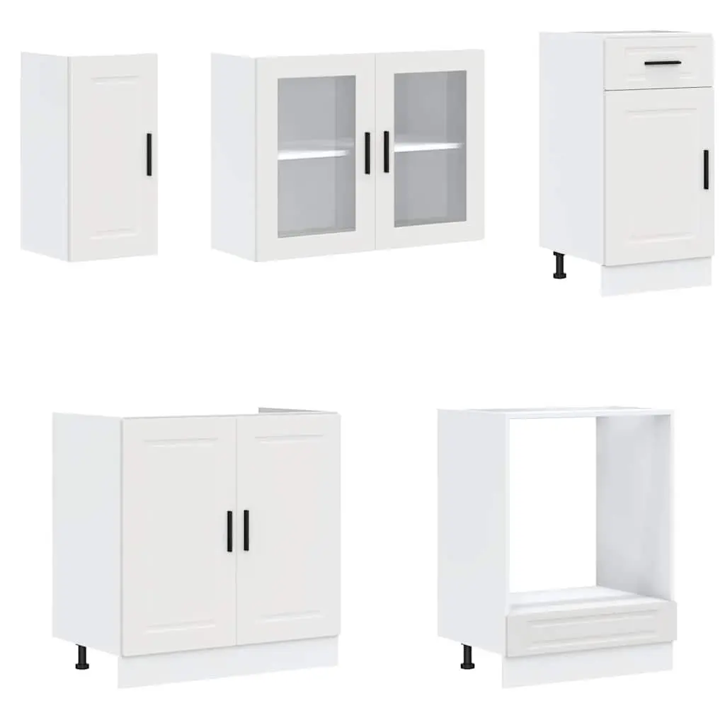 Kitchen Cabinet Set Engineered Wood 8 Piece White