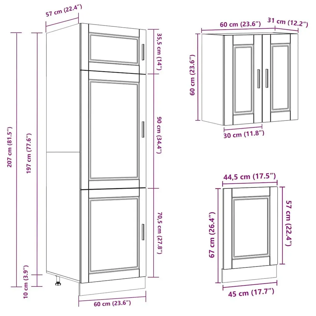 Kitchen Cabinet Set Engineered Wood 8 Piece White