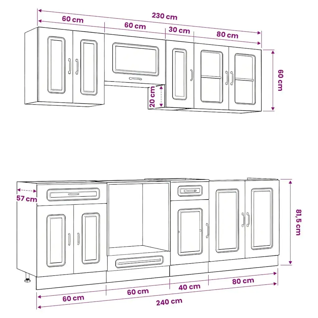 8 Piece White Kitchen Cabinet Set for Storage and Style