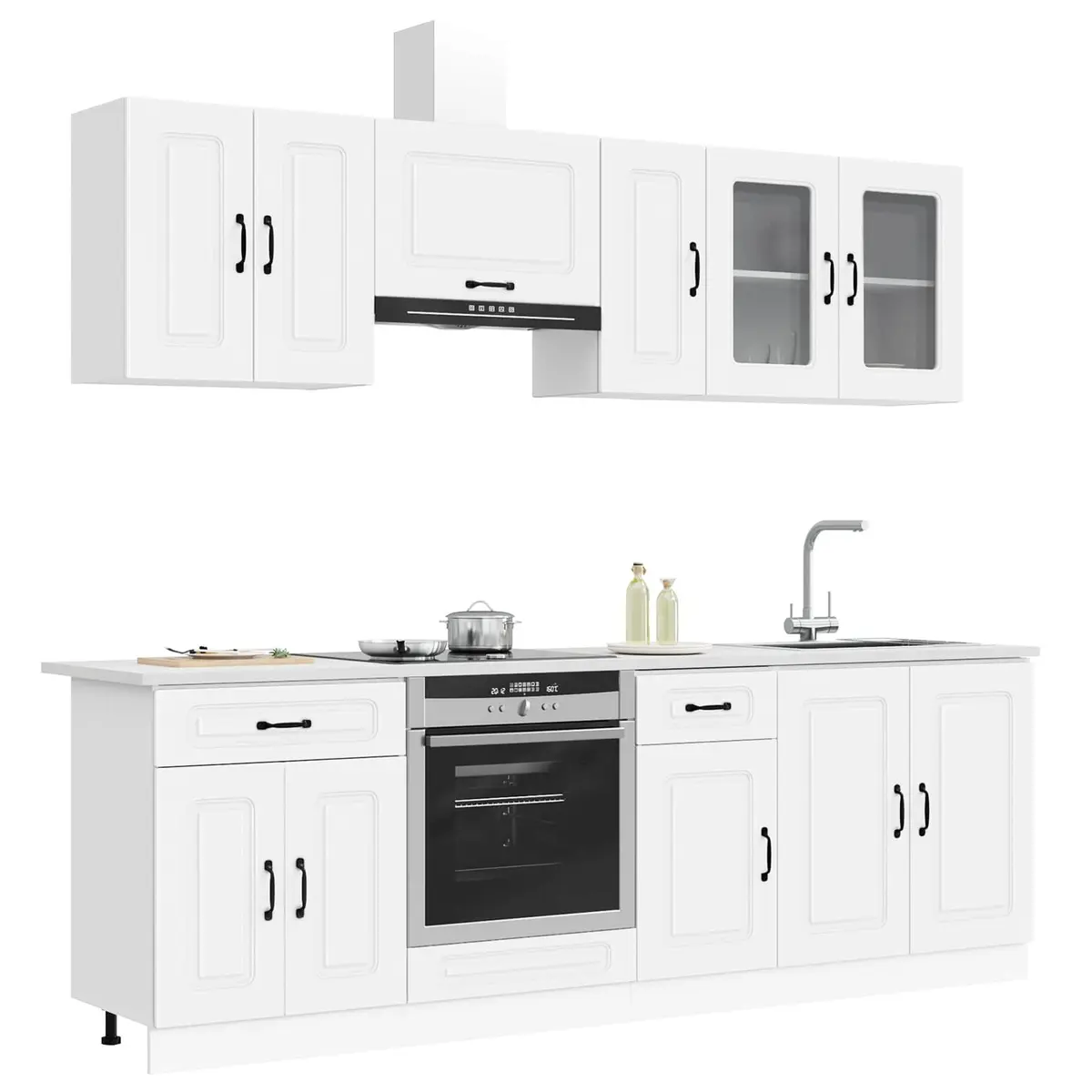 8 Piece White Kitchen Cabinet Set for Storage and Style