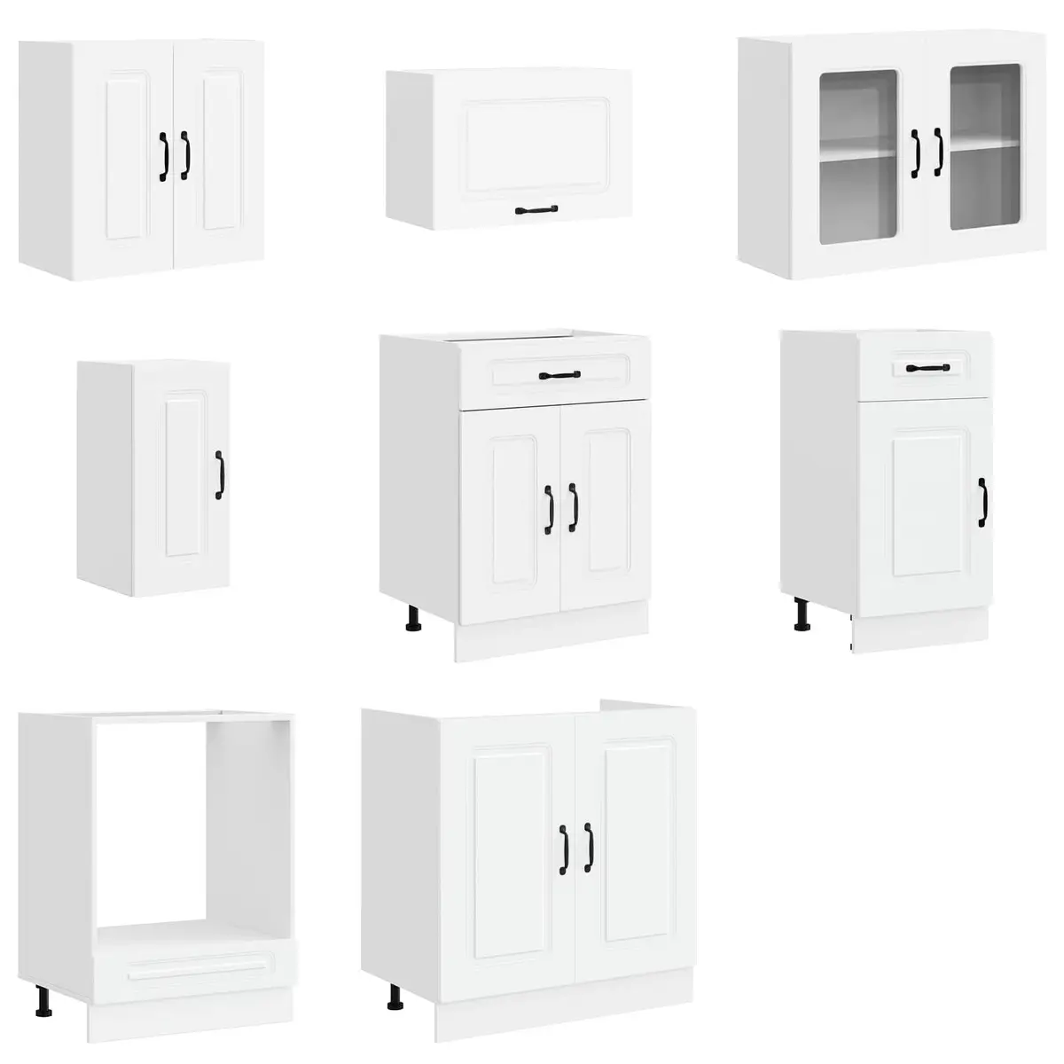 8 Piece White Kitchen Cabinet Set for Storage and Style