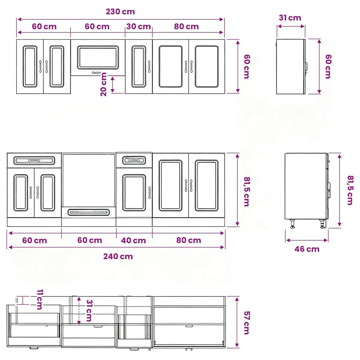 8 Piece White Kitchen Cabinet Set for Storage and Style
