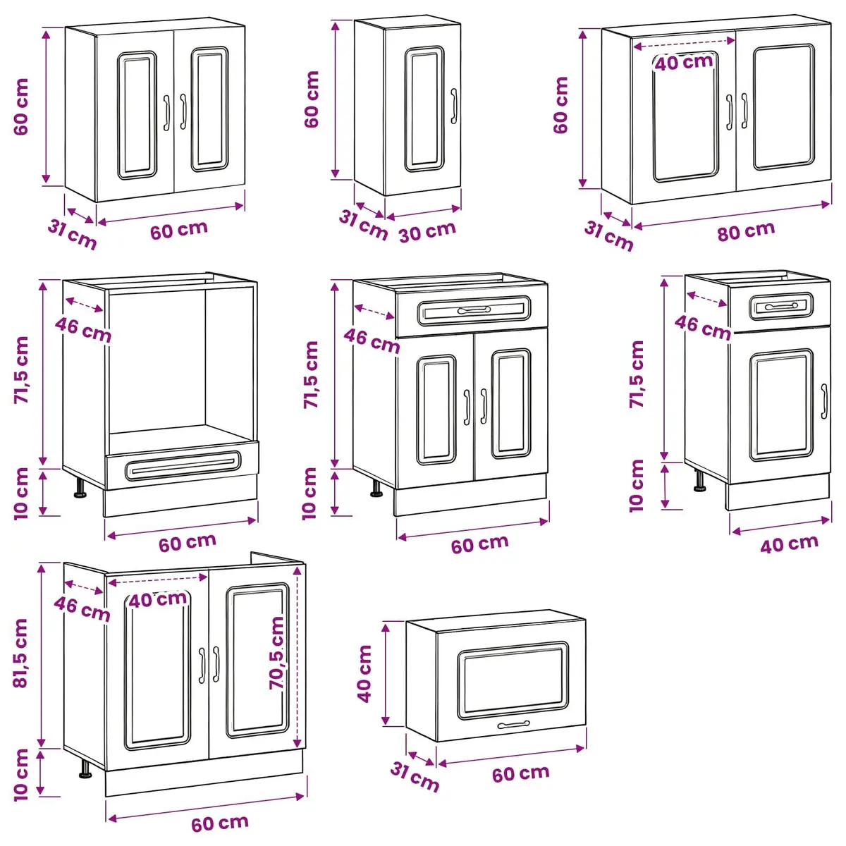 8 Piece White Kitchen Cabinet Set for Storage and Style