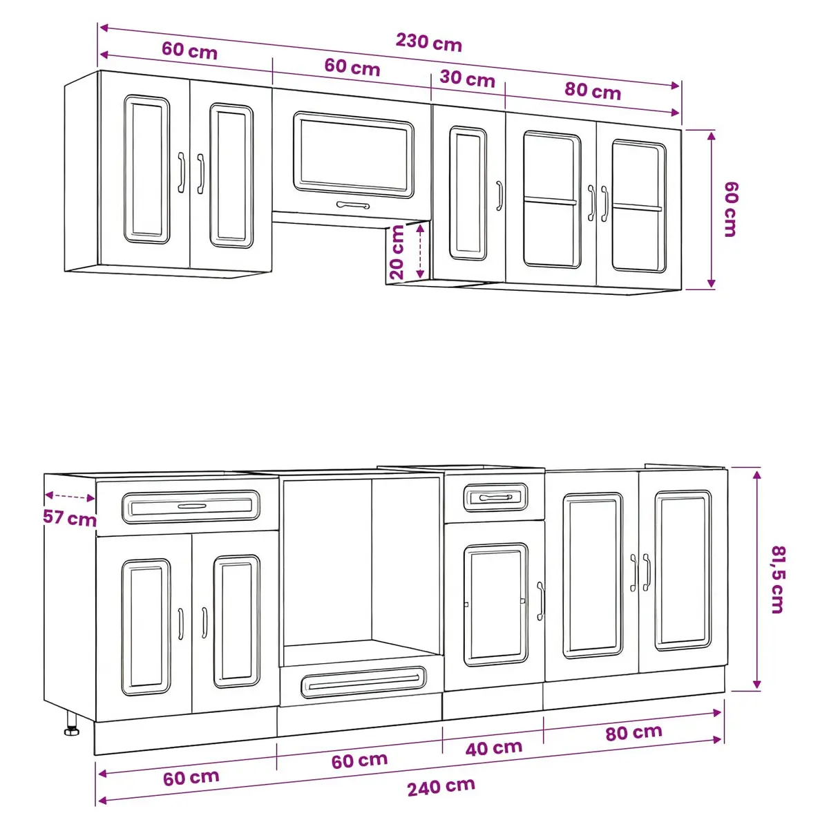 8 Piece White Kitchen Cabinet Set for Storage and Style