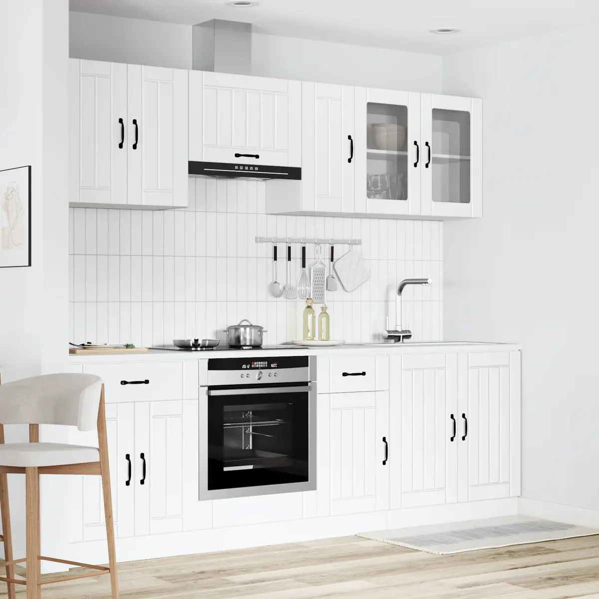 8 Piece Kitchen Cabinet Set in White