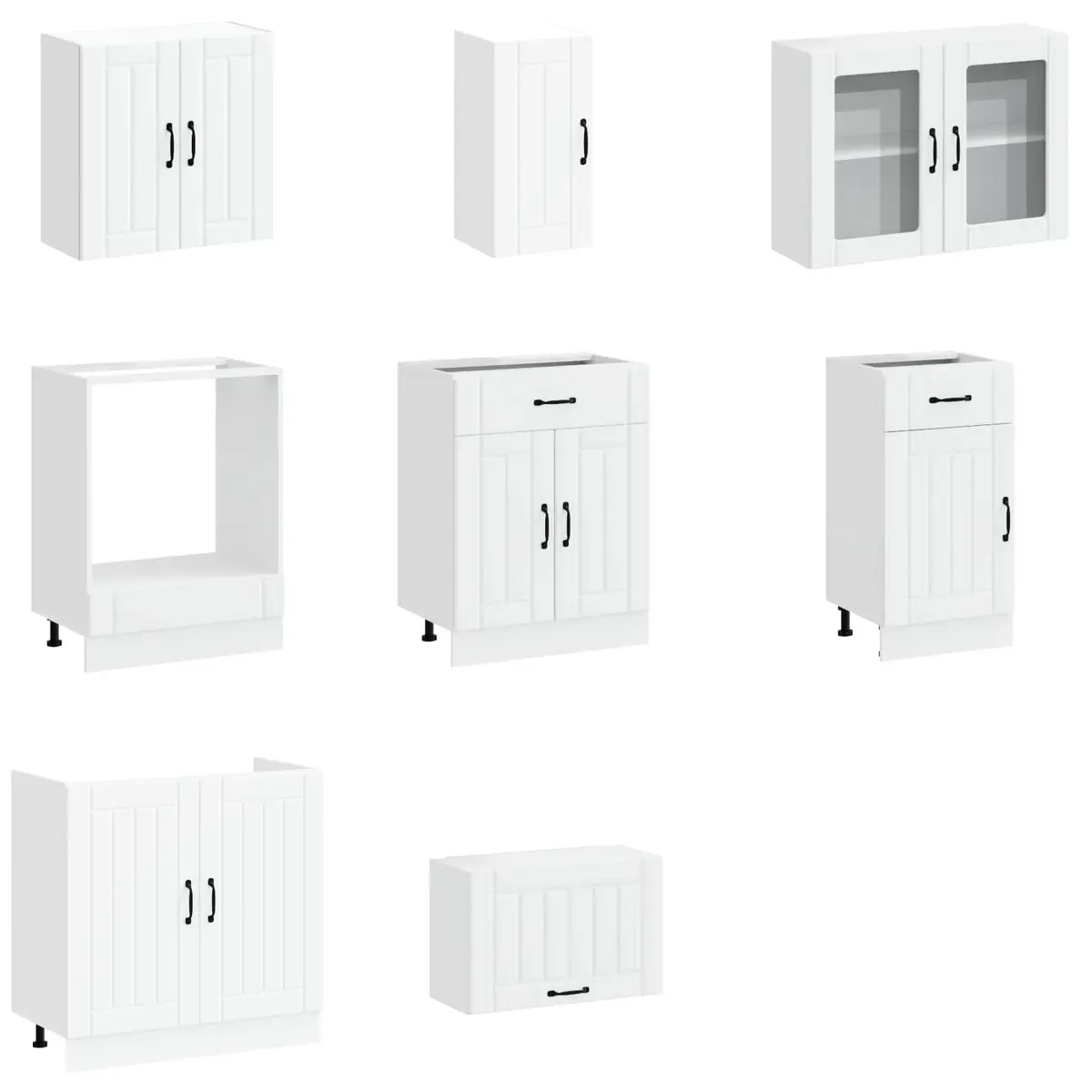 8 Piece Kitchen Cabinet Set in White