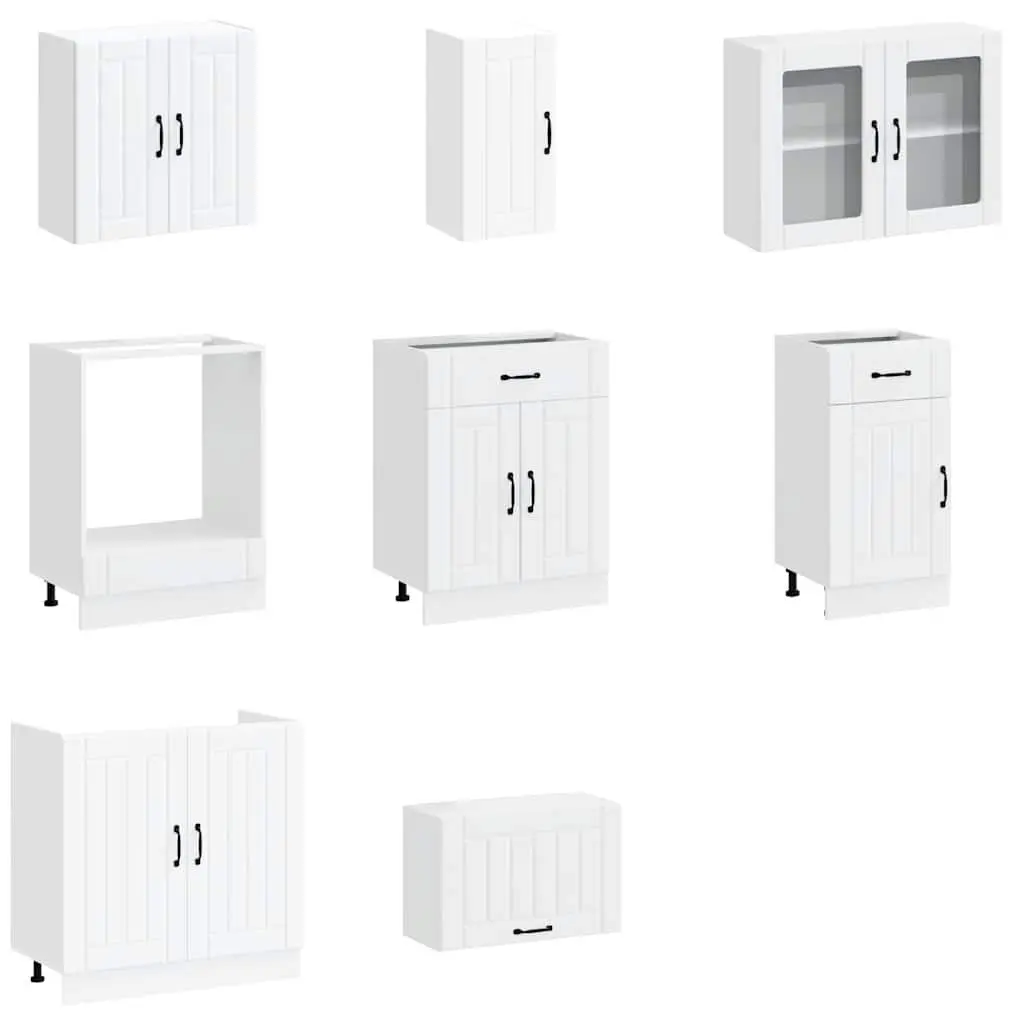 8 Piece Kitchen Cabinet Set in White
