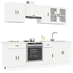 Elegant 8 Piece Kitchen Cabinet Set in High Gloss White