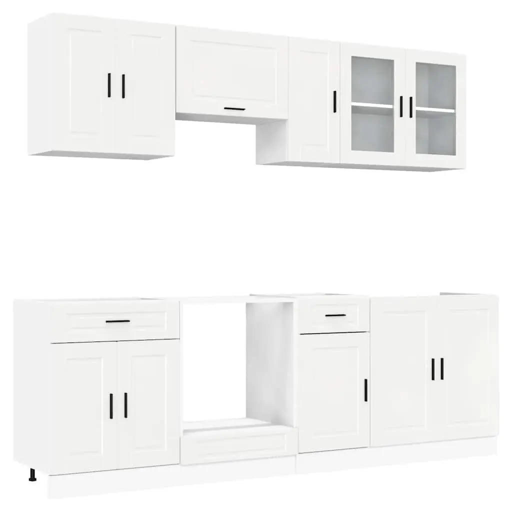 8 Piece Kitchen Cabinet Set Engineered Wood White High Gloss Storage Cupboard