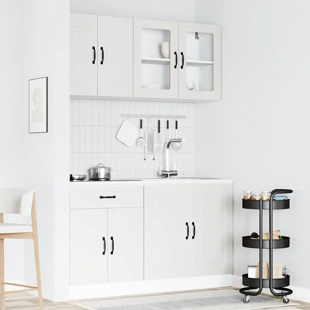 4-Piece White Engineered Wood Kitchen Cabinet Set