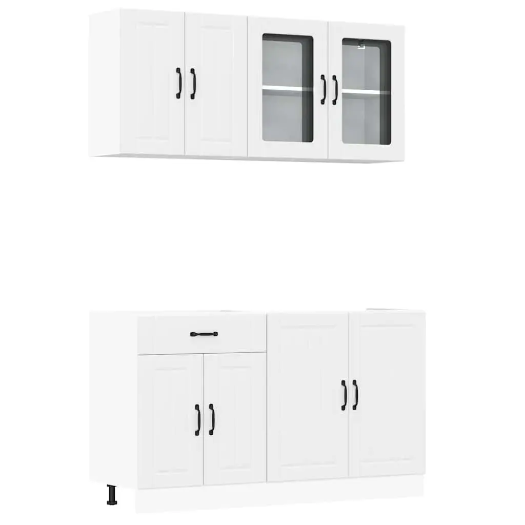 4-Piece White Kitchen Cabinet Set with Storage