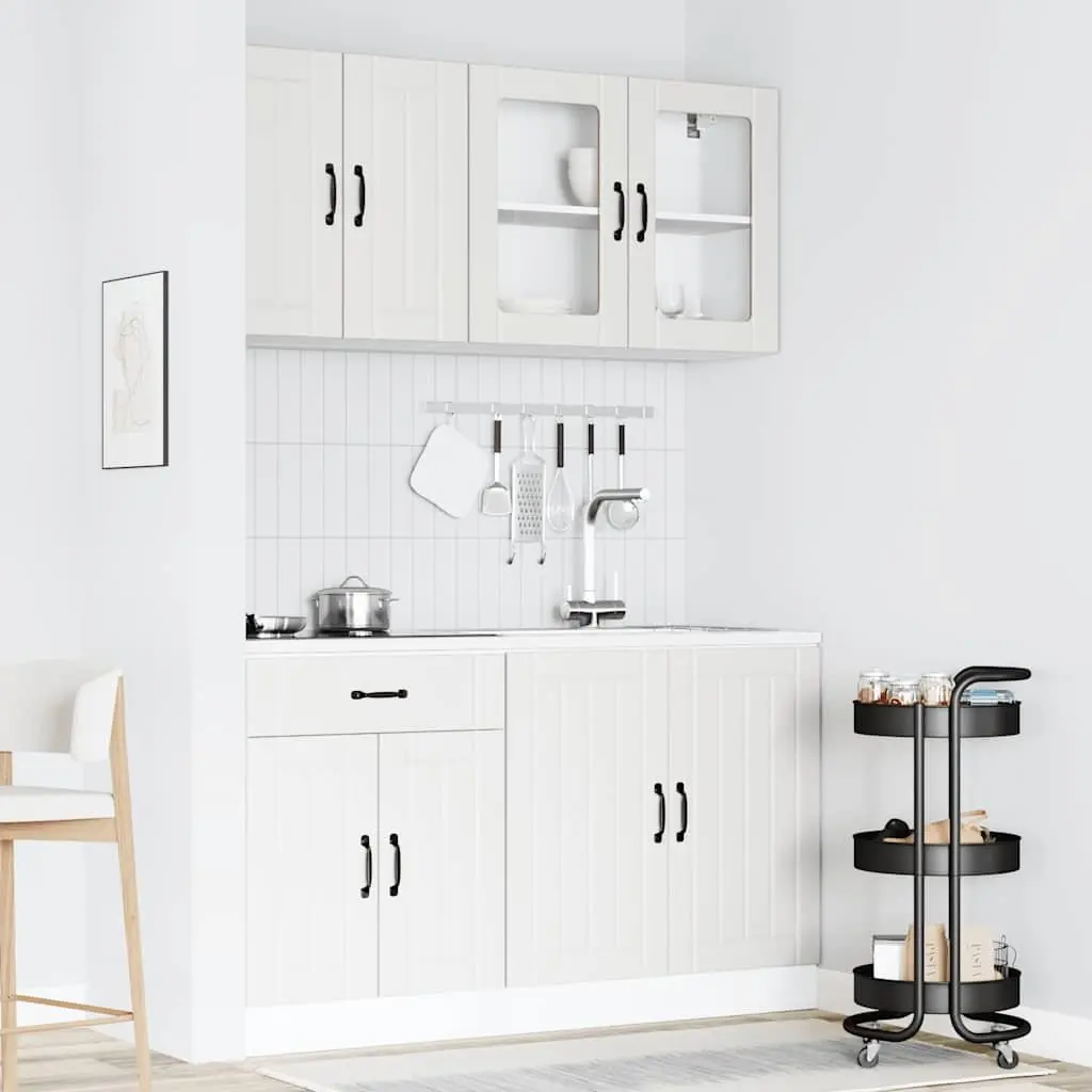 4-Piece White Kitchen Cabinet Set with Storage