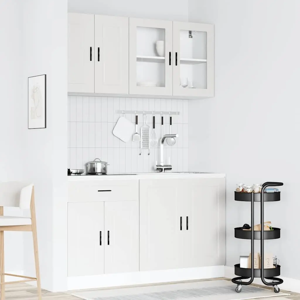 4-Piece White Kitchen Cabinet Set with Adjustable Feet