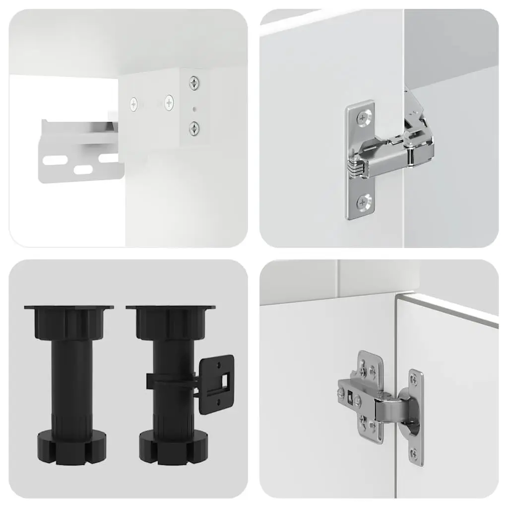 4-Piece White Kitchen Cabinet Set with Adjustable Feet