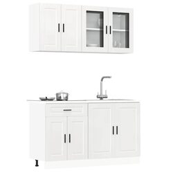 High Gloss White Engineered Wood 4 Piece Kitchen Cabinet Set