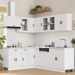 Premium 11-Piece White Engineered Wood Cabinet Set
