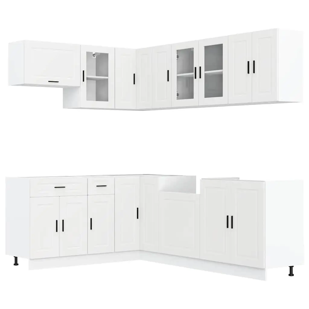 Kitchen Cabinet Set Engineered Wood 11 Piece White
