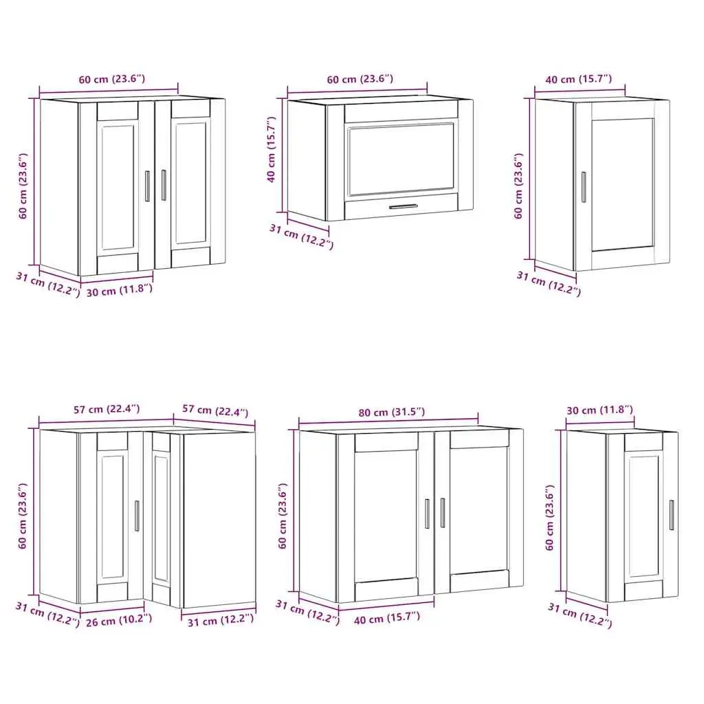Kitchen Cabinet Set Engineered Wood 11 Piece White