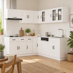 Durable 11 Piece Kitchen Cabinet Set in White