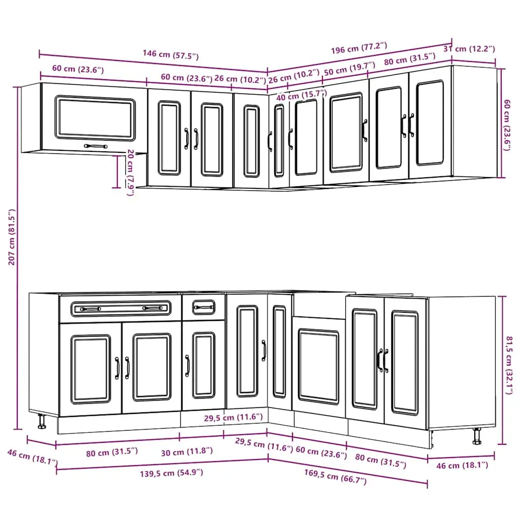 11 Piece Kitchen Cabinet Set in White