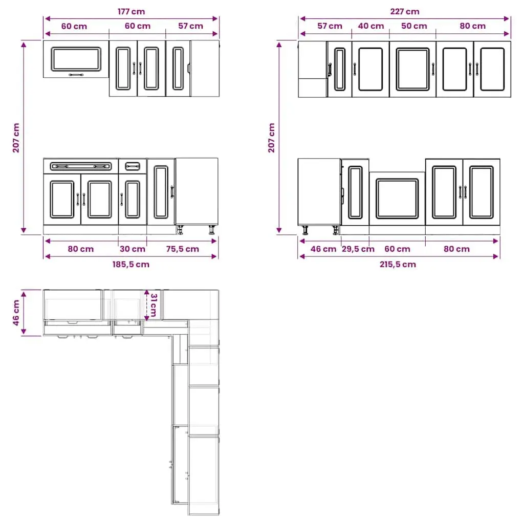 11 Piece Kitchen Cabinet Set in White