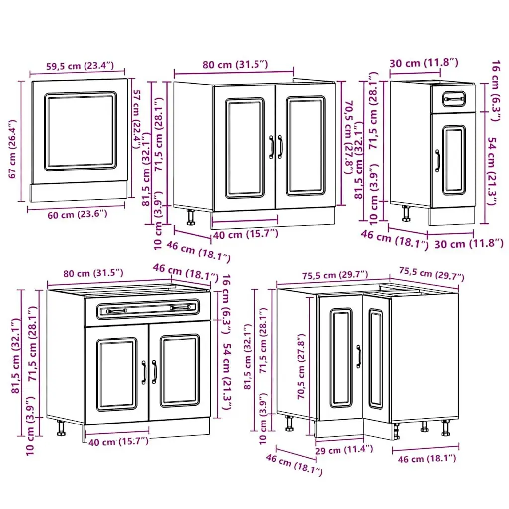 11 Piece Kitchen Cabinet Set in White