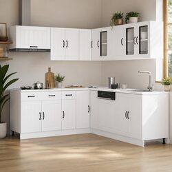 Elegant 11 Piece White Kitchen Cabinet Set for Storage