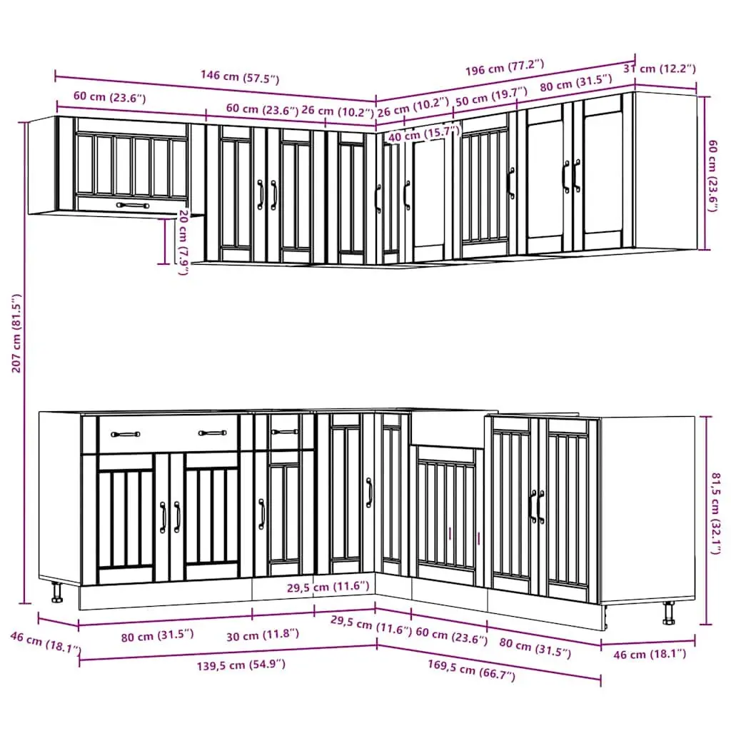 11 Piece White Kitchen Cabinet Set for Storage