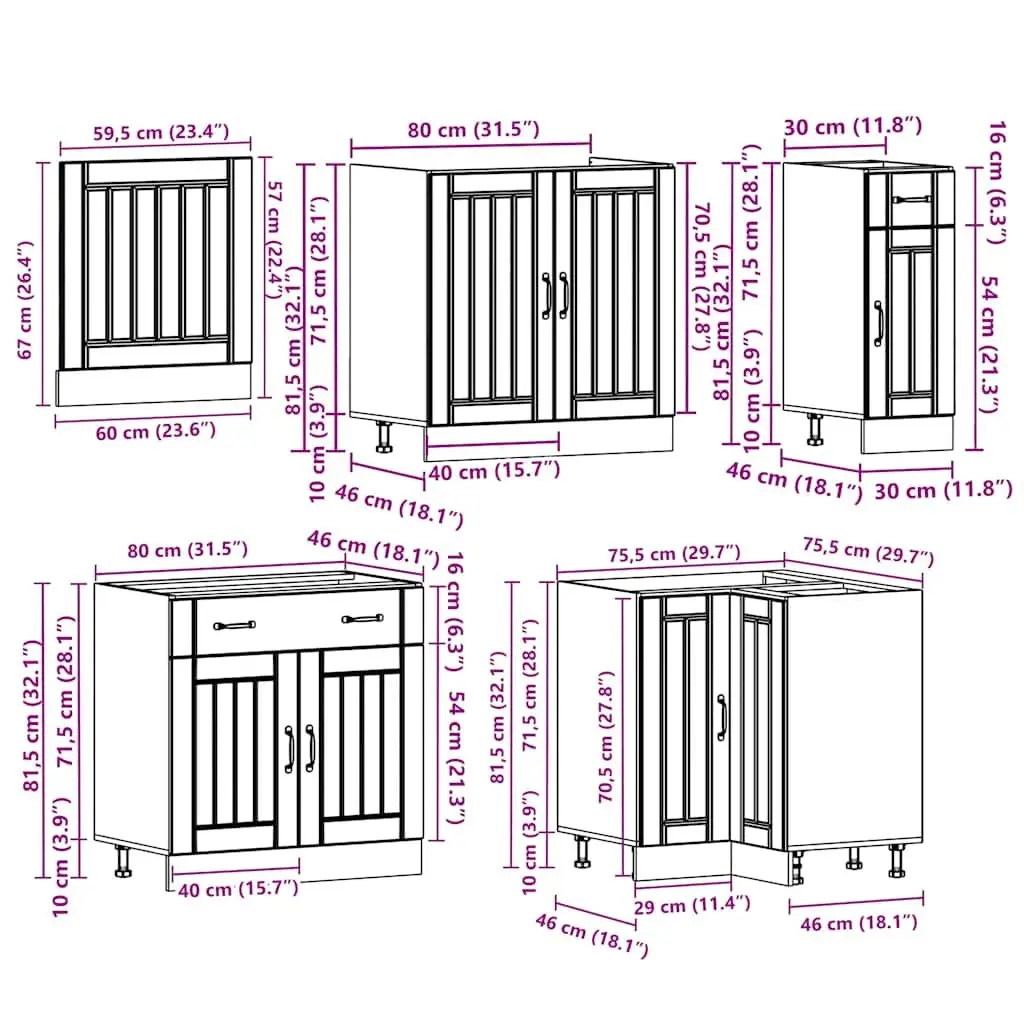 11 Piece White Kitchen Cabinet Set for Storage