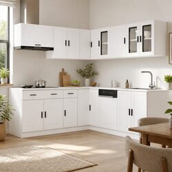 Durable 11 Piece White Kitchen Cabinet Set for Storage